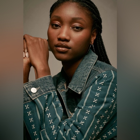 NWT Anthropologie Pilcro Crafted-Sleeve Denim Jacket, Size M - Picture 2 of 7